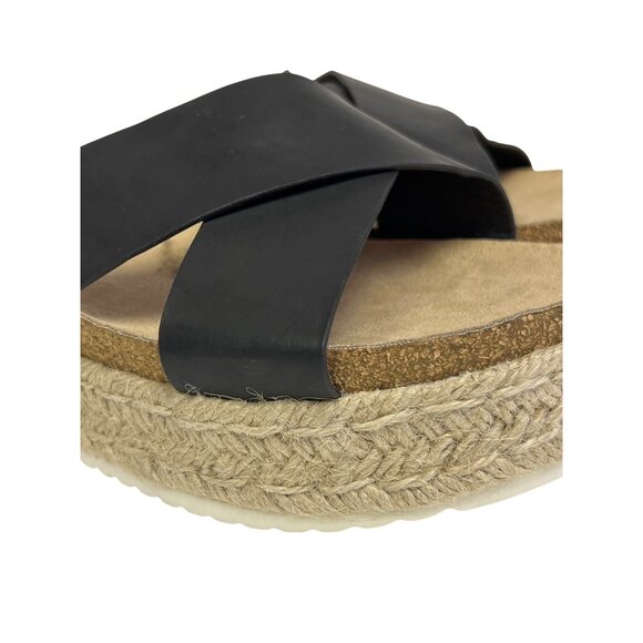 Mezent Women's Sandals Espadrilles Cork Footbed Black Platform Size 10 NEW - Picture 11 of 11